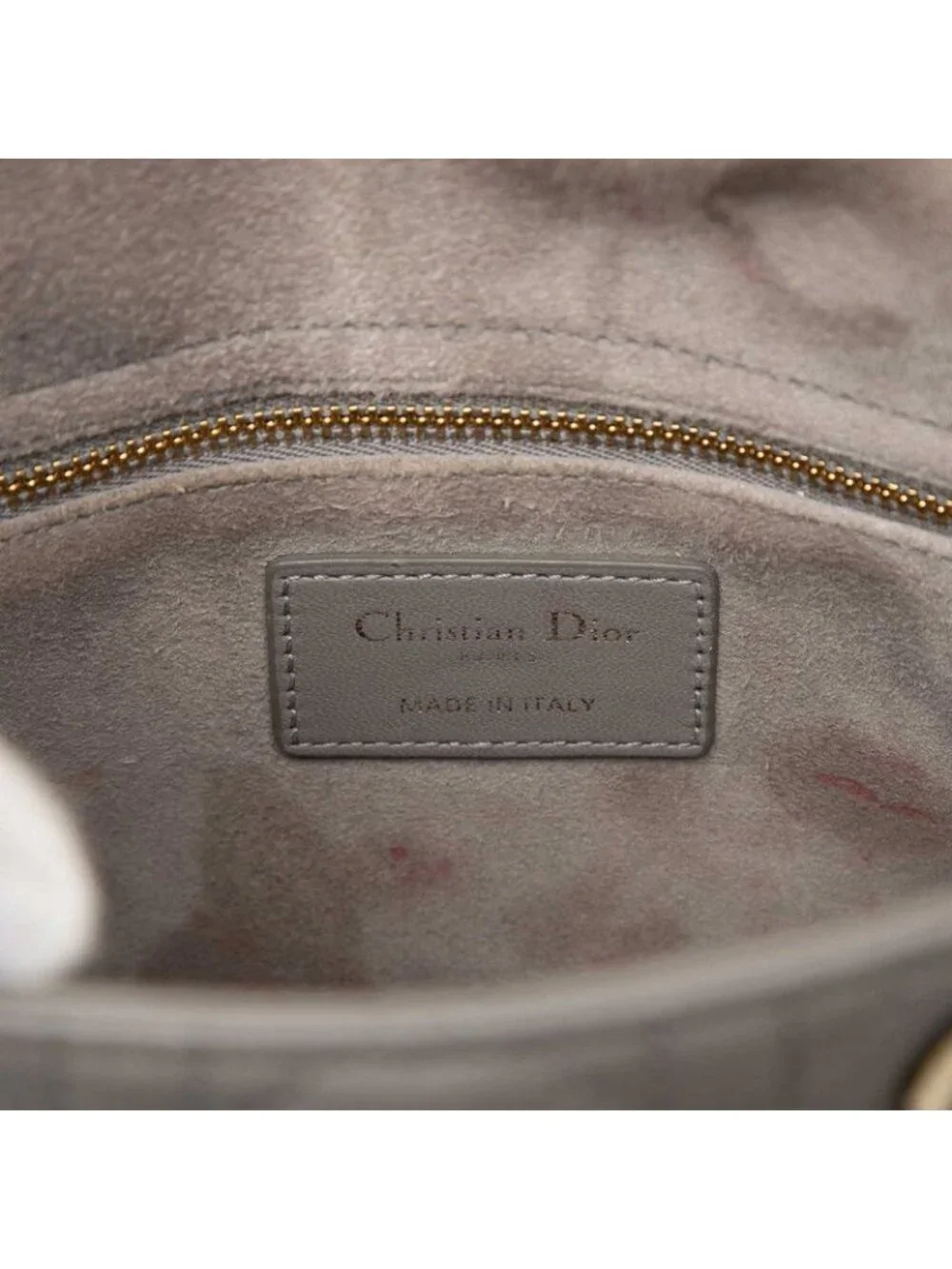 Dior Cannage Lady Dior 2-Way Shoulder Bag Gray Leather